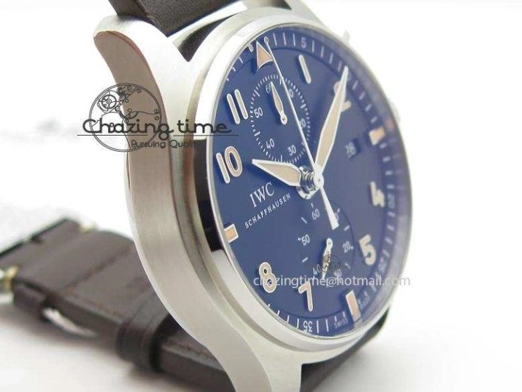 MIROTIME 0320 Pilot Chrono SS IW387808 CF3 ZF 1:1 Best Edition On Brown Leather Strap A Soft 7328